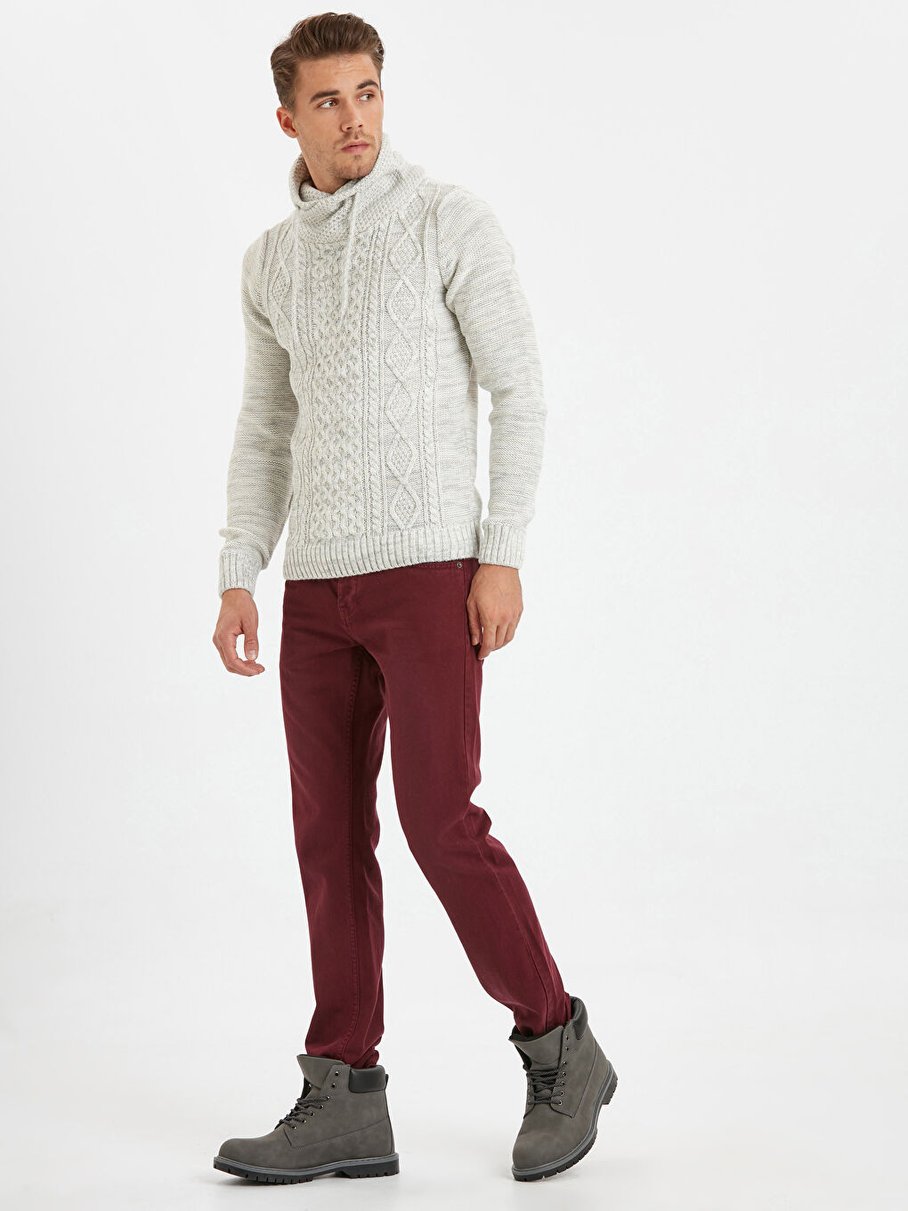 Мужчины Белый Свитер-2