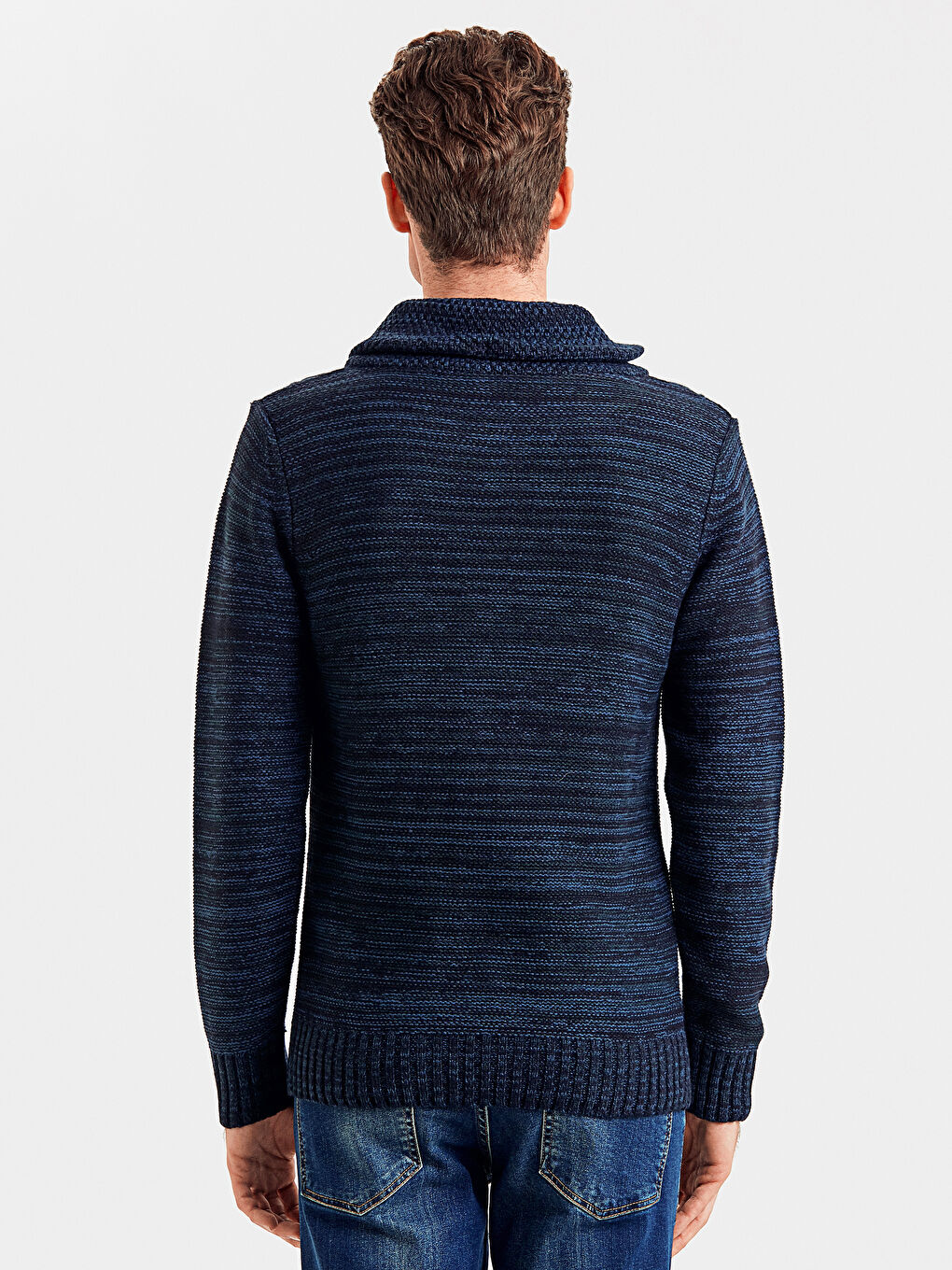 Мужчины Синий Свитер-1