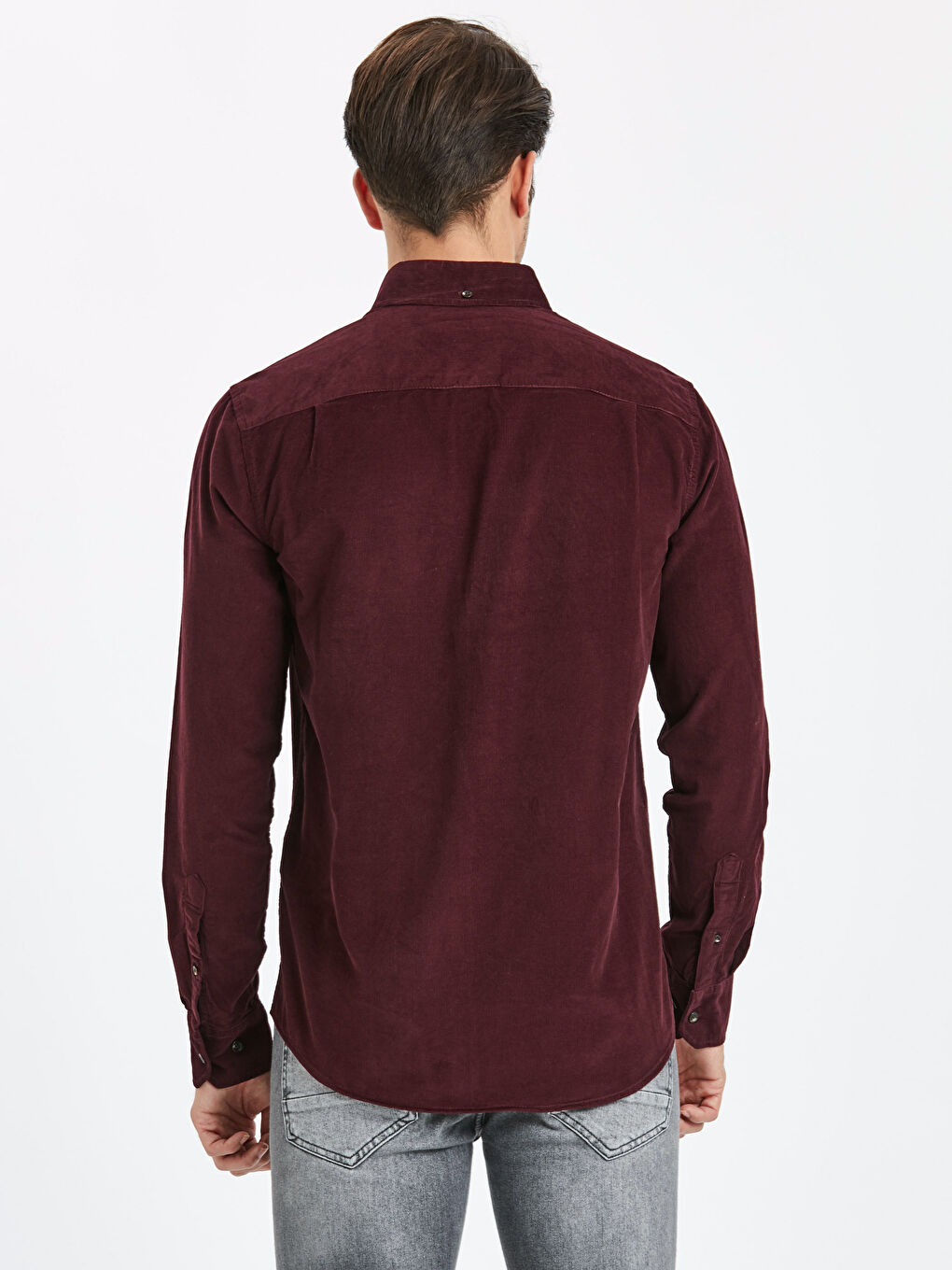 Мужчины Бордовый Рубашка-1