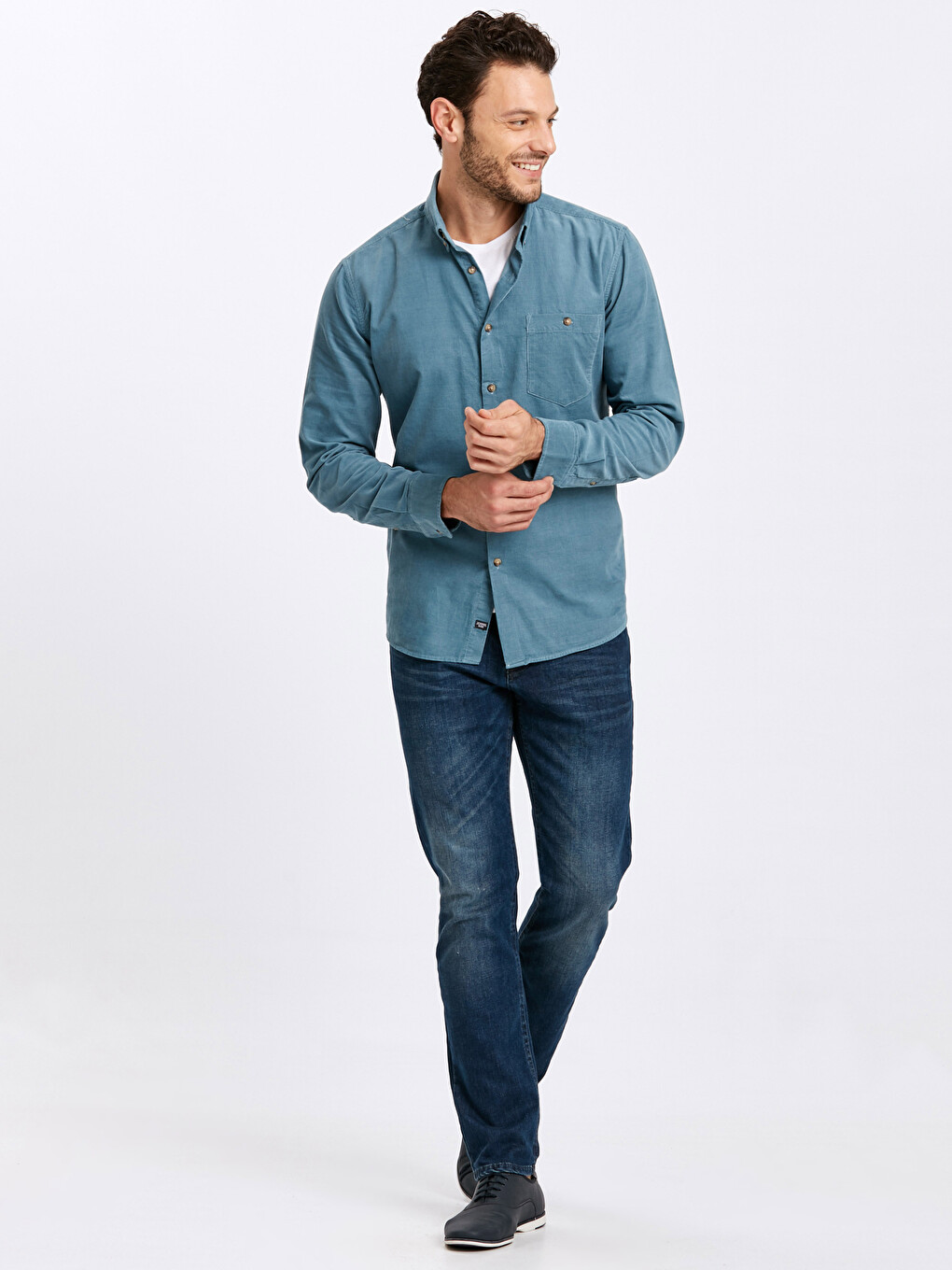 Regular Fit Men's Velvet Shirt-2