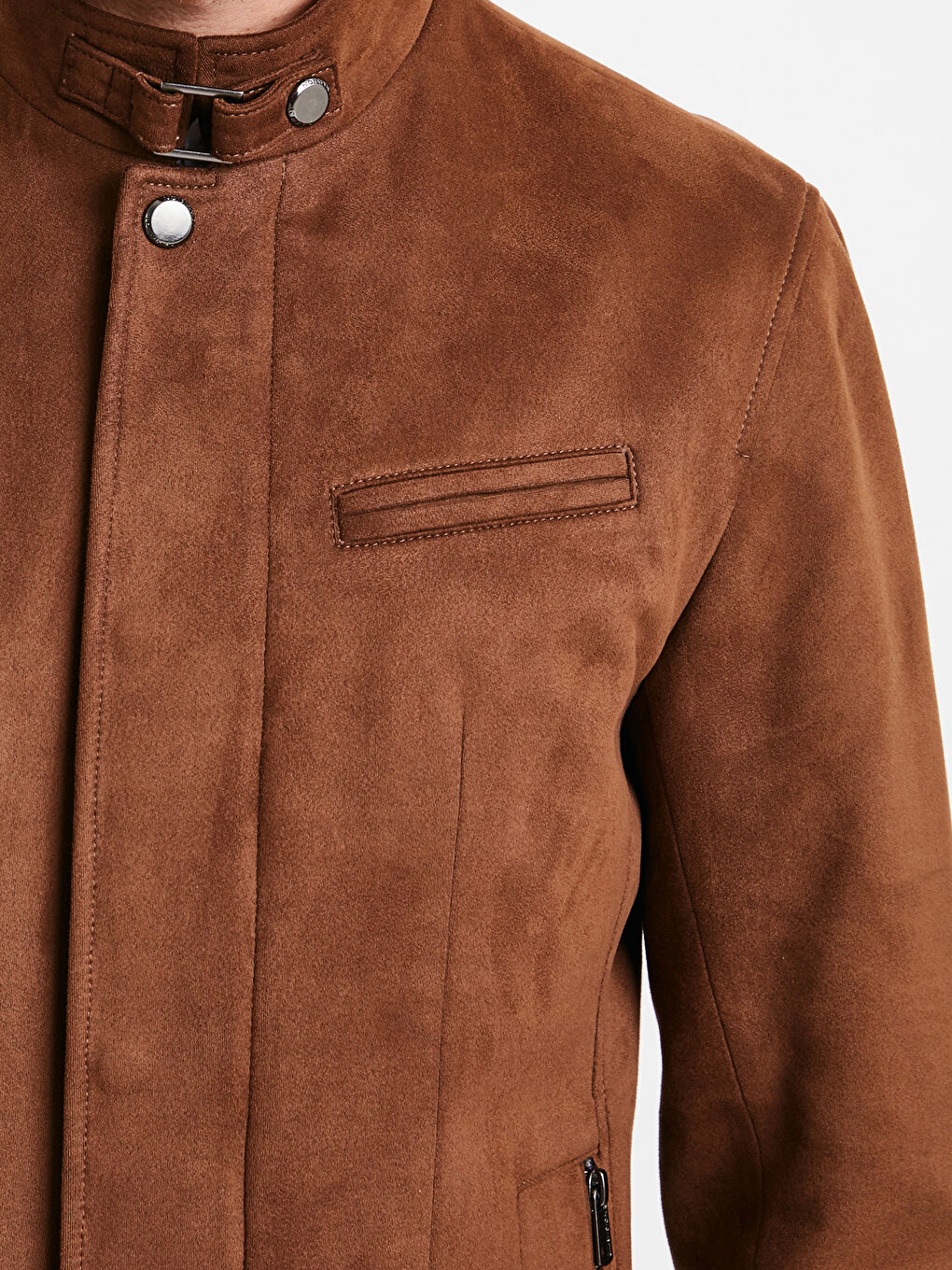 Bej Deve Tüyü Deri Görünümlü Mont-4