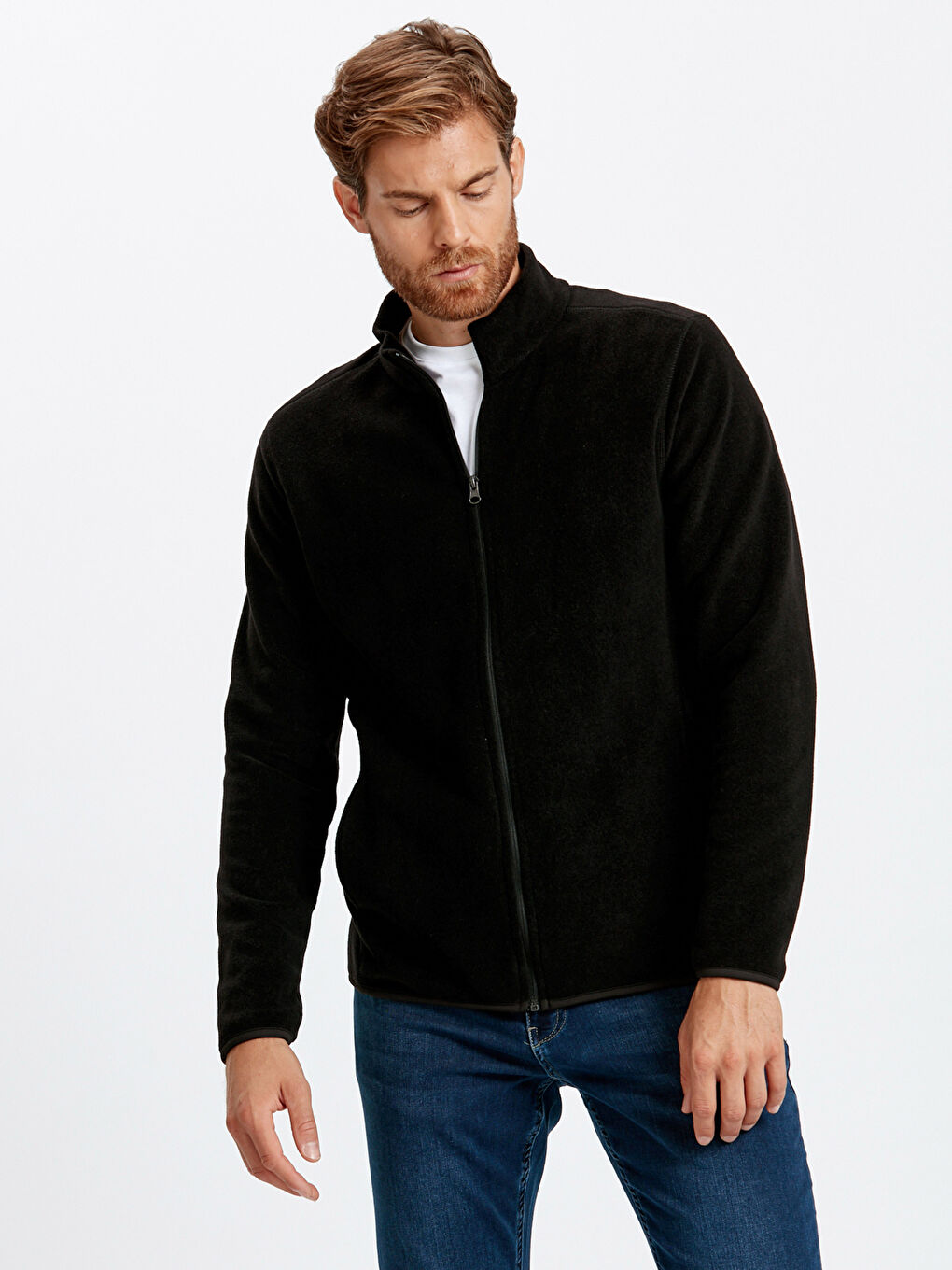 LCWAIKIKI Basic Man BLACK Zip-Up Sweatshirt -8W5757Z8-L6T
