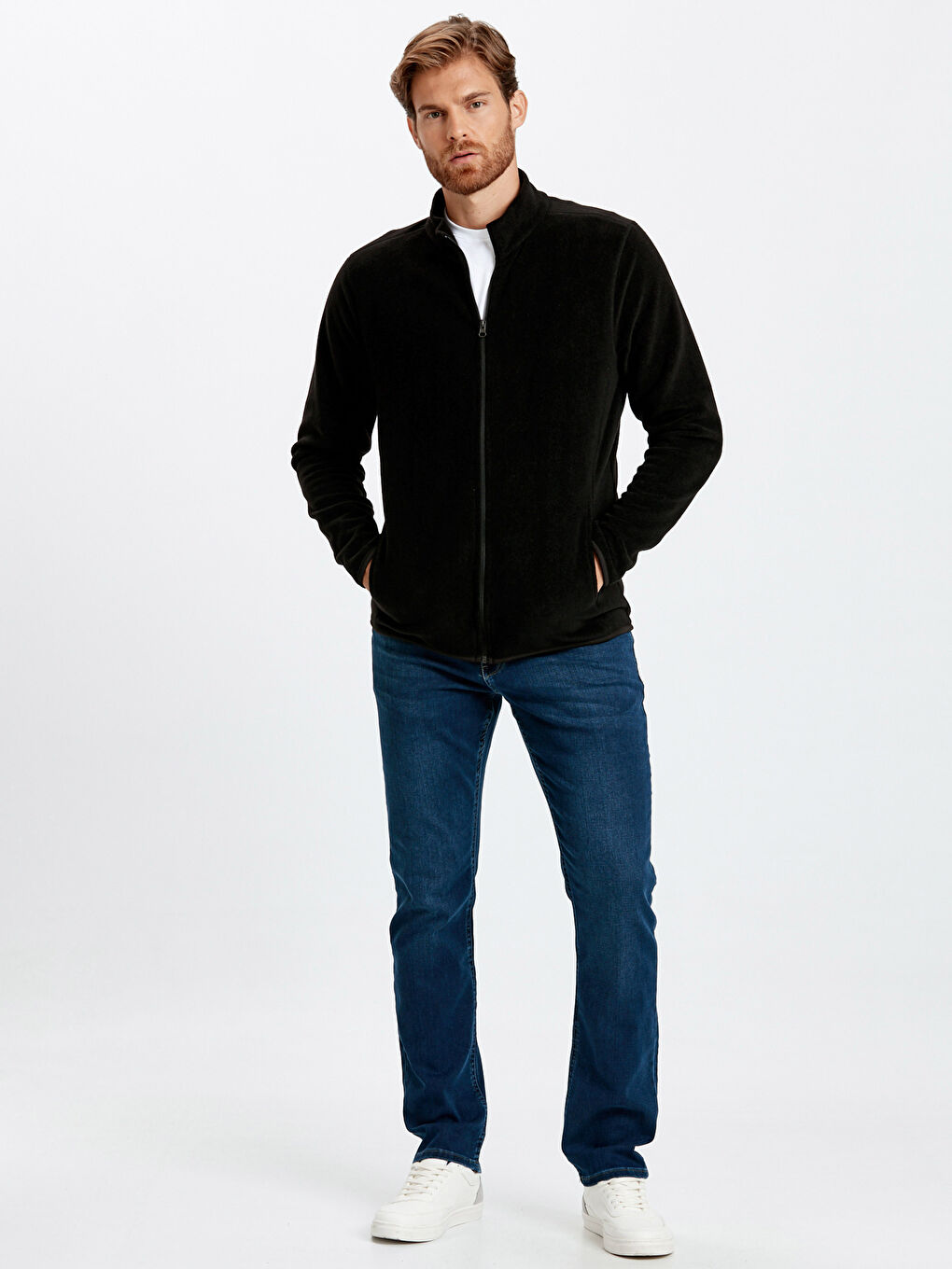 LCWAIKIKI Basic Man BLACK Zip-Up Sweatshirt -8W5757Z8-L6T