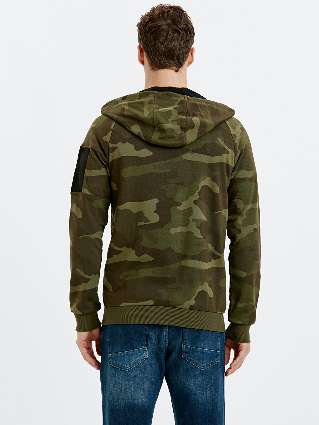 Haki Baskılı Fermuarlı Sweatshirt-1