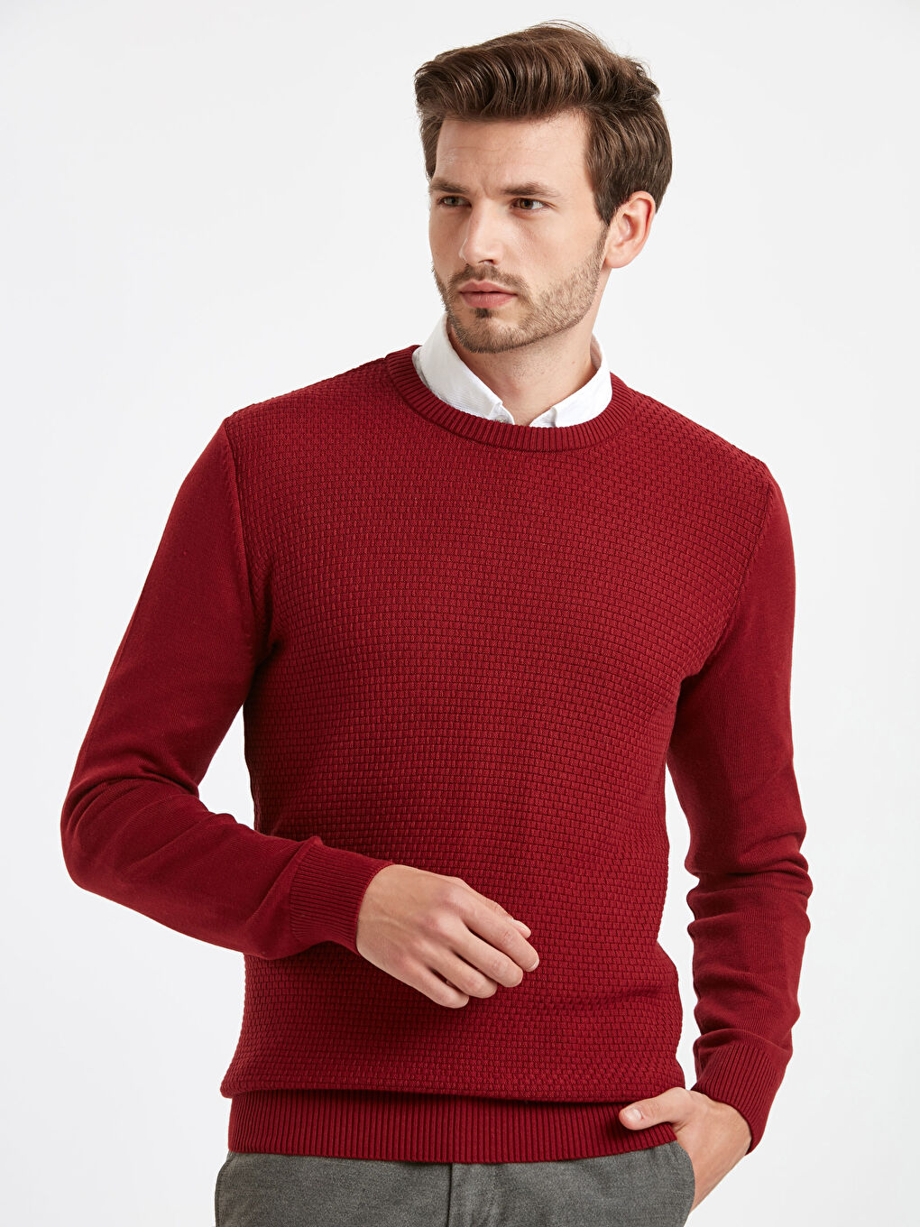 LCWAIKIKI Classic Mann BURGUND Pullover -8W6772Z8-D0A