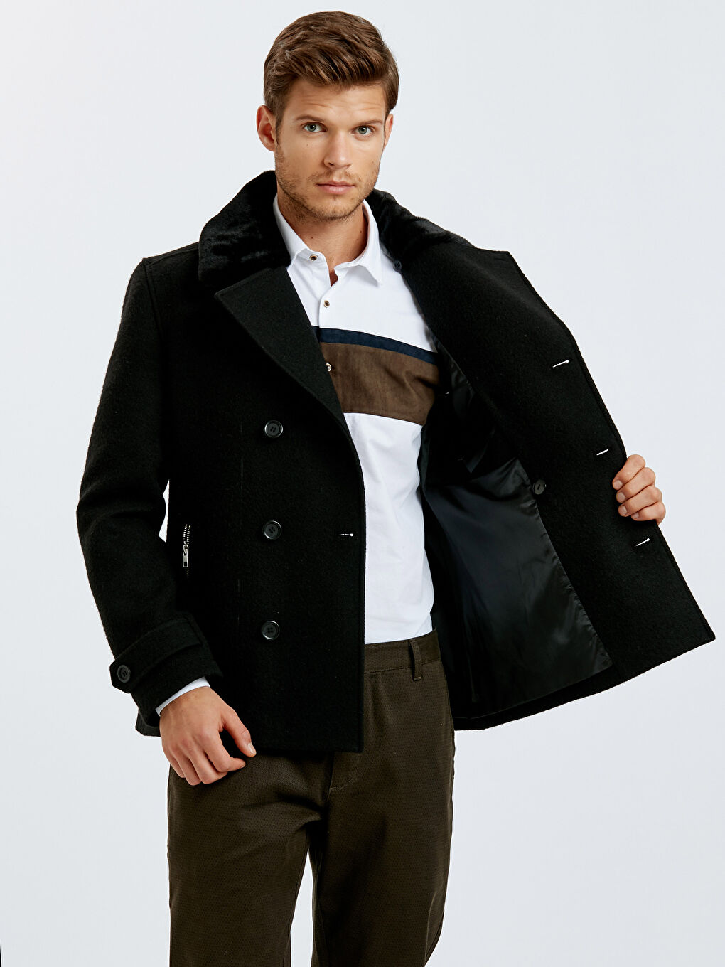 Schlank Geschnittener Mantel für Herren-1