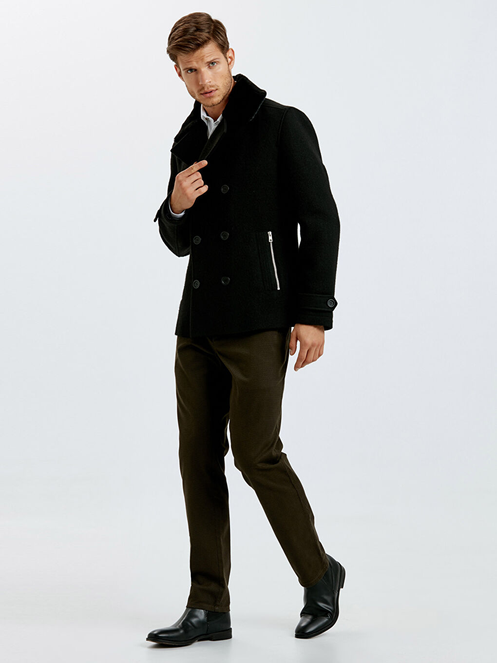 Schlank Geschnittener Mantel für Herren-4