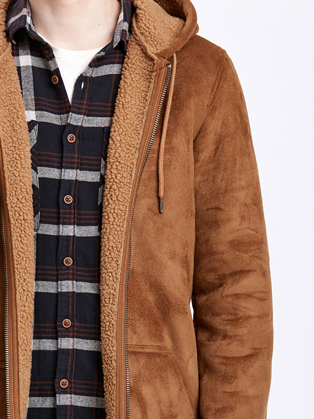 Kahverengi Devetüyü Deri Görünümlü Mont-4