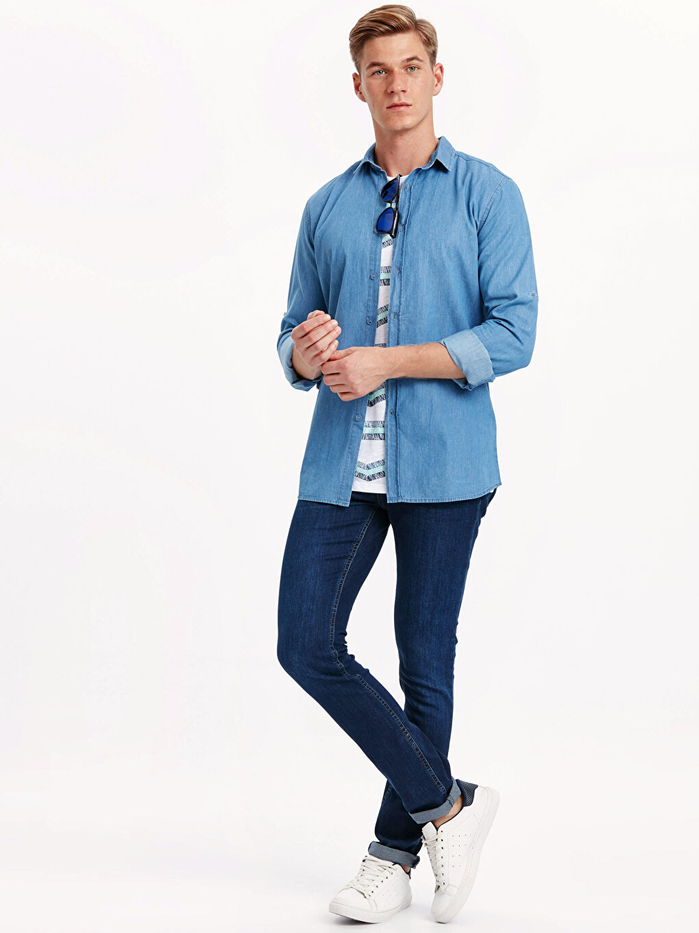 Açık İndigo Rodeo Jean Gömlek-2