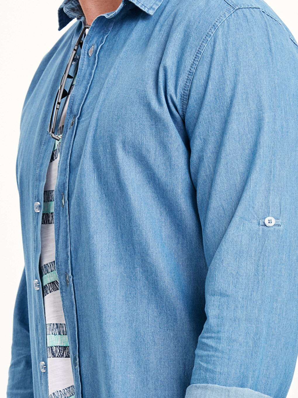 Açık İndigo Rodeo Jean Gömlek-3