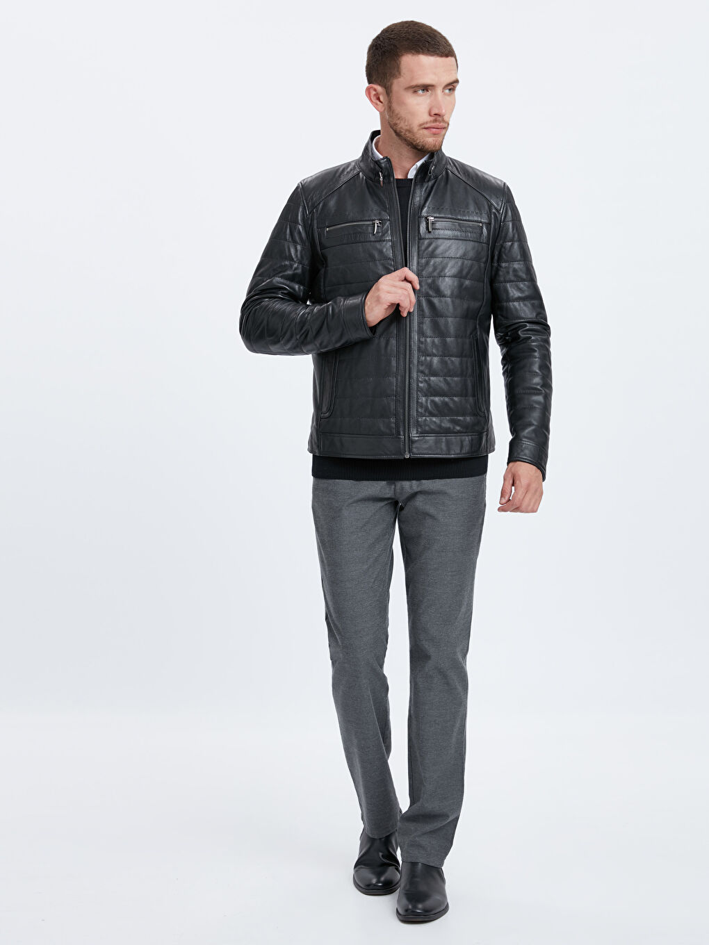 Yeni Siyah Deri Mont-3