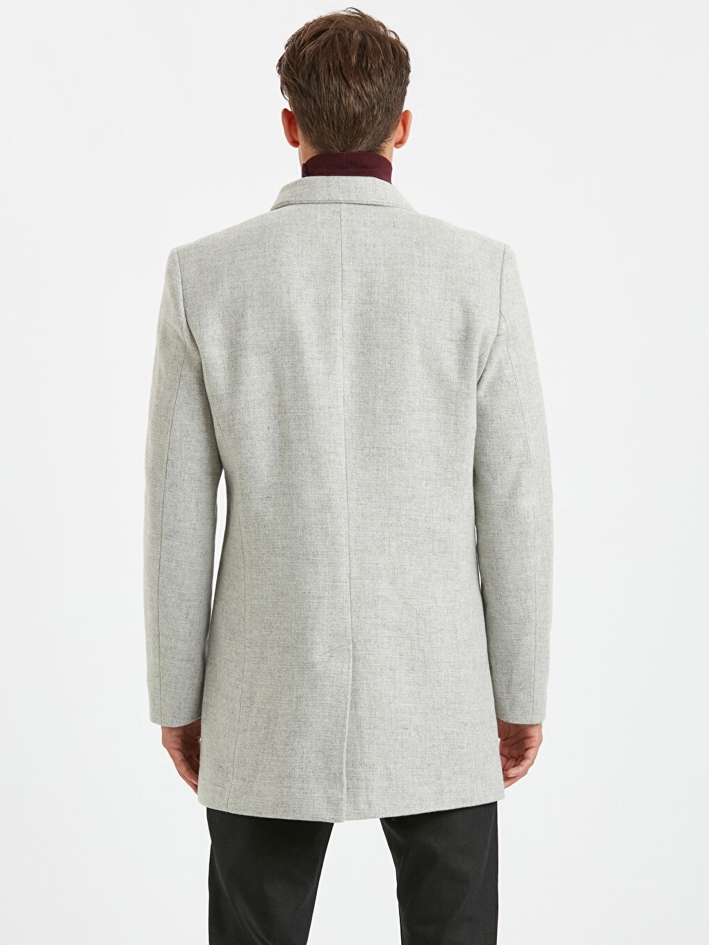 Gri Grı Kaşe Kaban-1