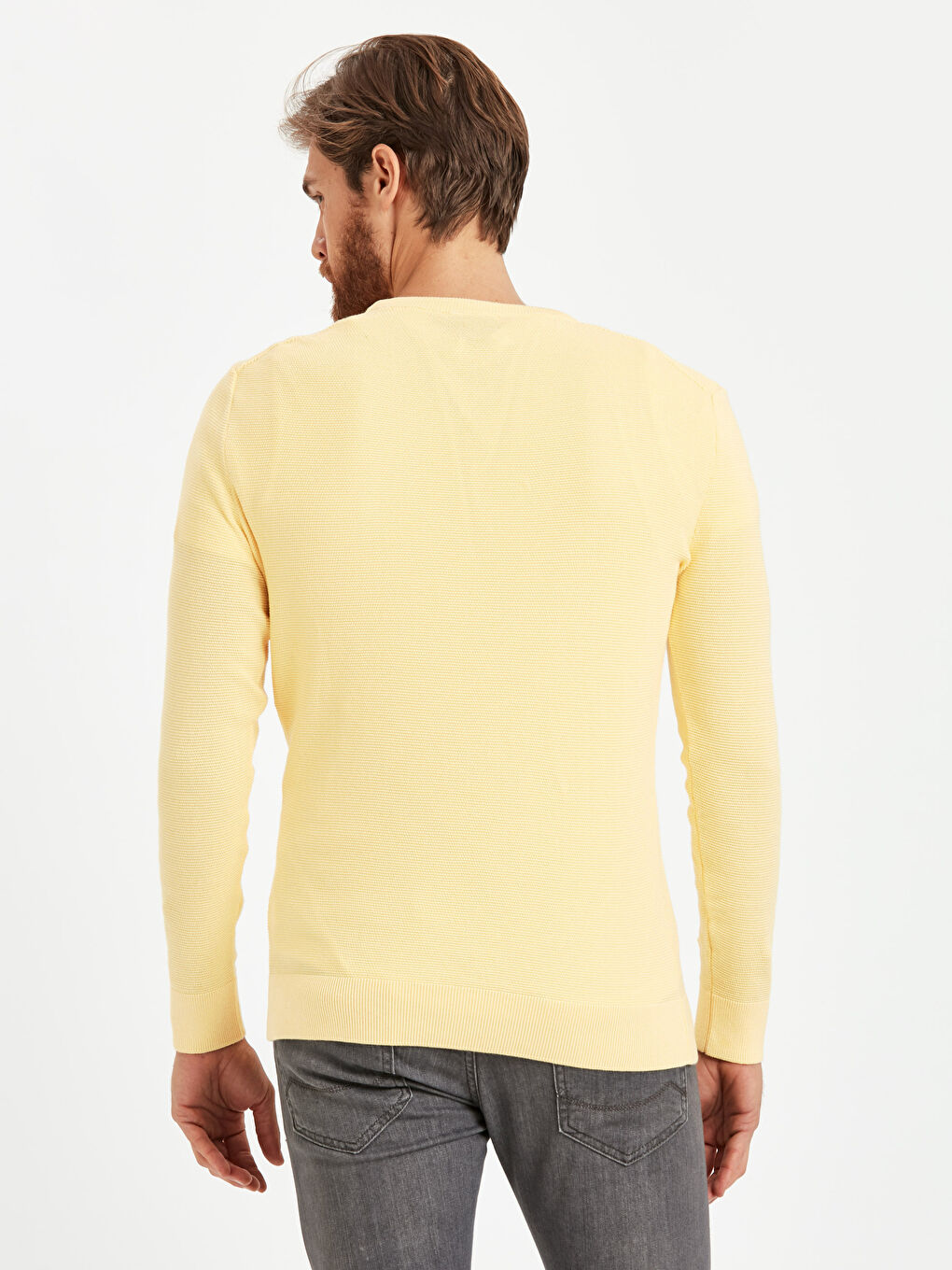 Crew Neck Long Sleeve Men's Tricot Sweater-1