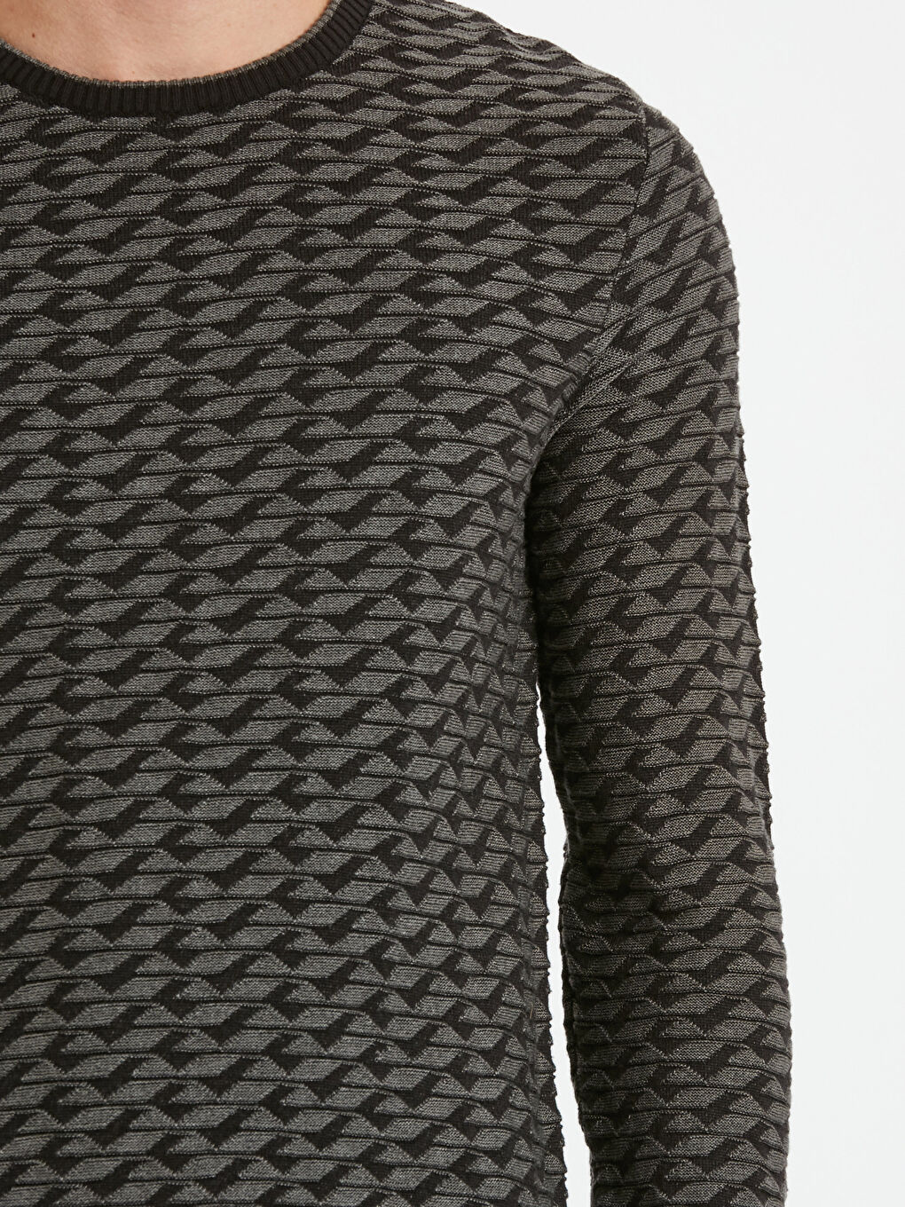 Antrasit Bisiklet Yaka Erkek Triko Kazak-3