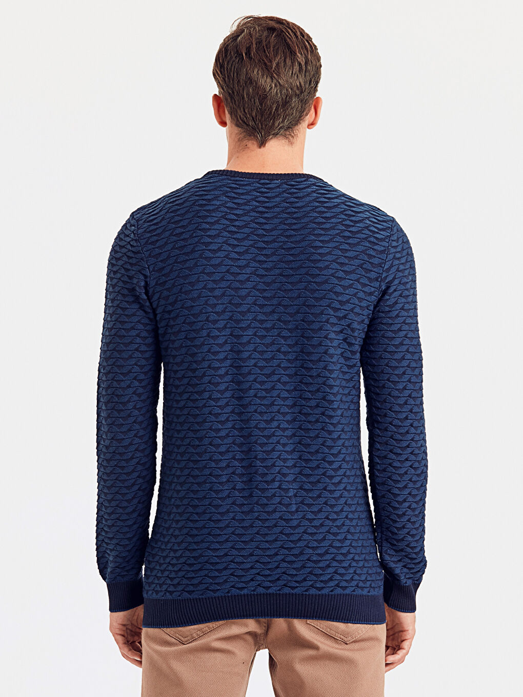 İndigo Bisiklet Yaka Erkek Triko Kazak-1