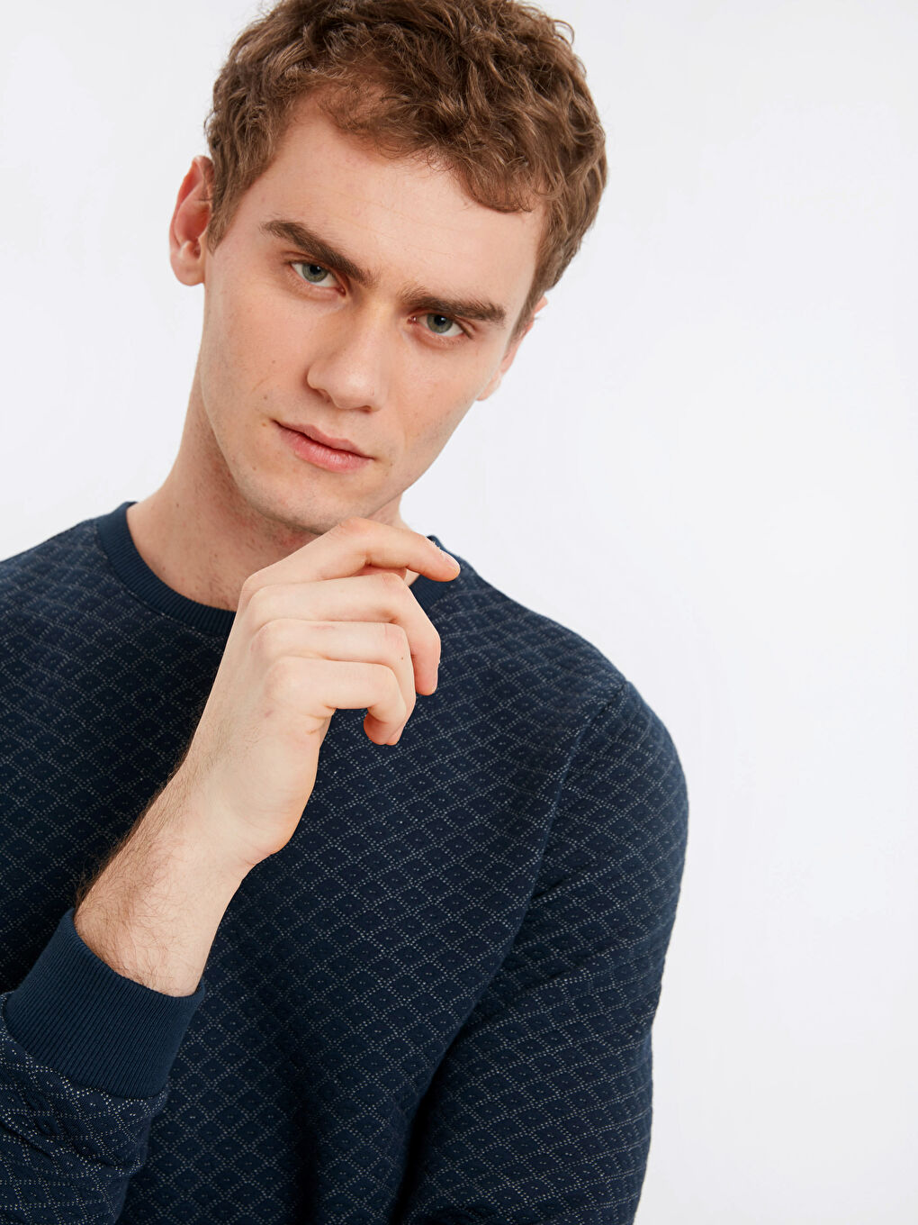 Lacivert Bisiklet Yaka Sweatshirt