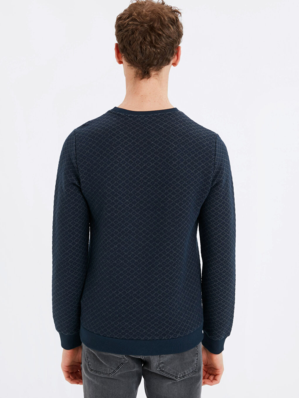 Lacivert Bisiklet Yaka Sweatshirt-1