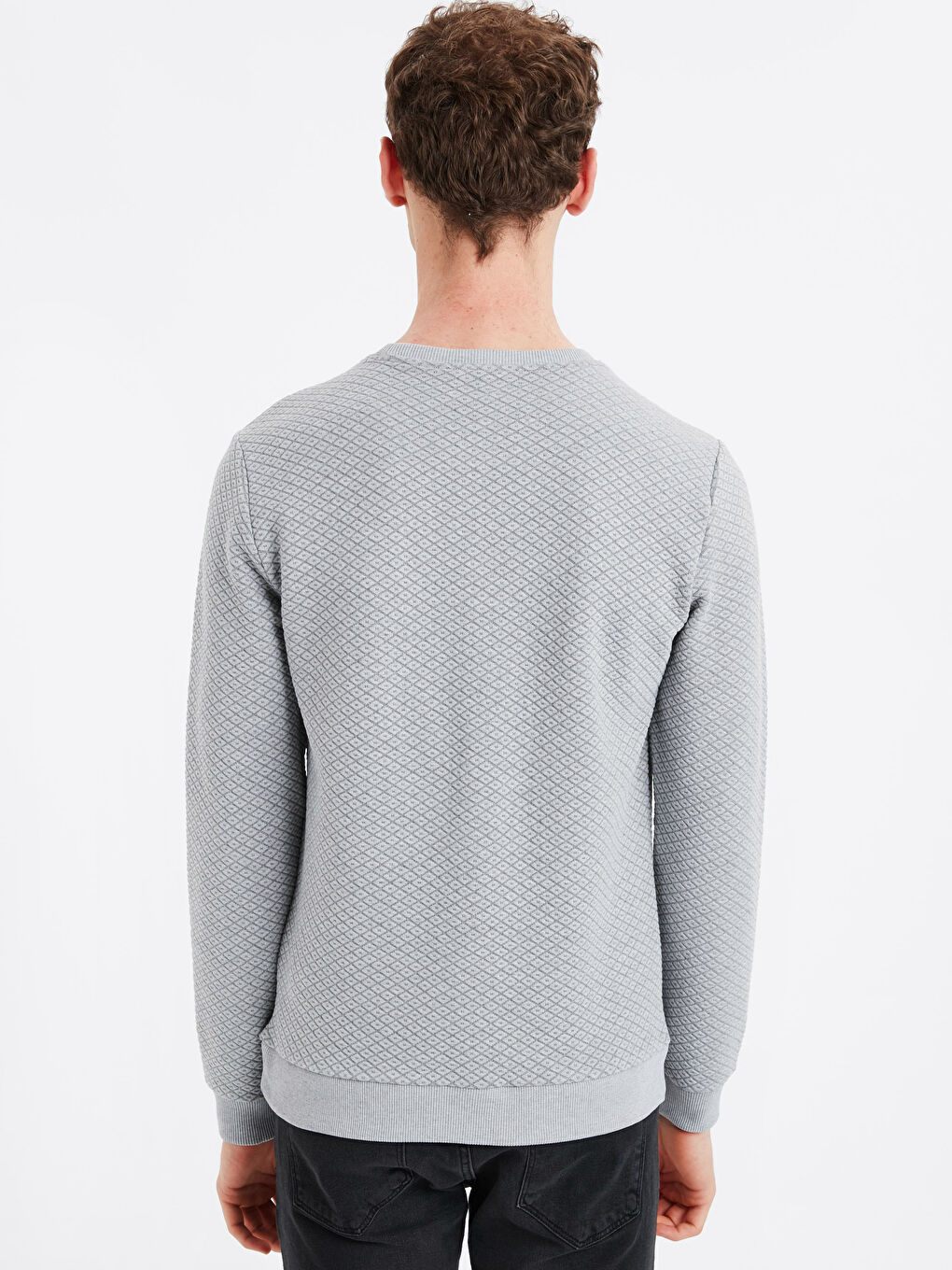 Gri Bisiklet Yaka Sweatshirt-1