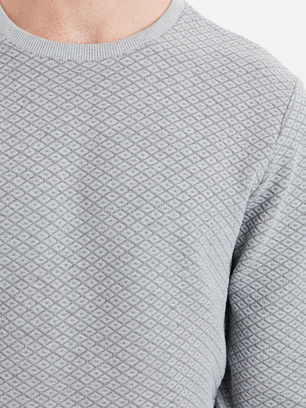 Gri Bisiklet Yaka Sweatshirt-3