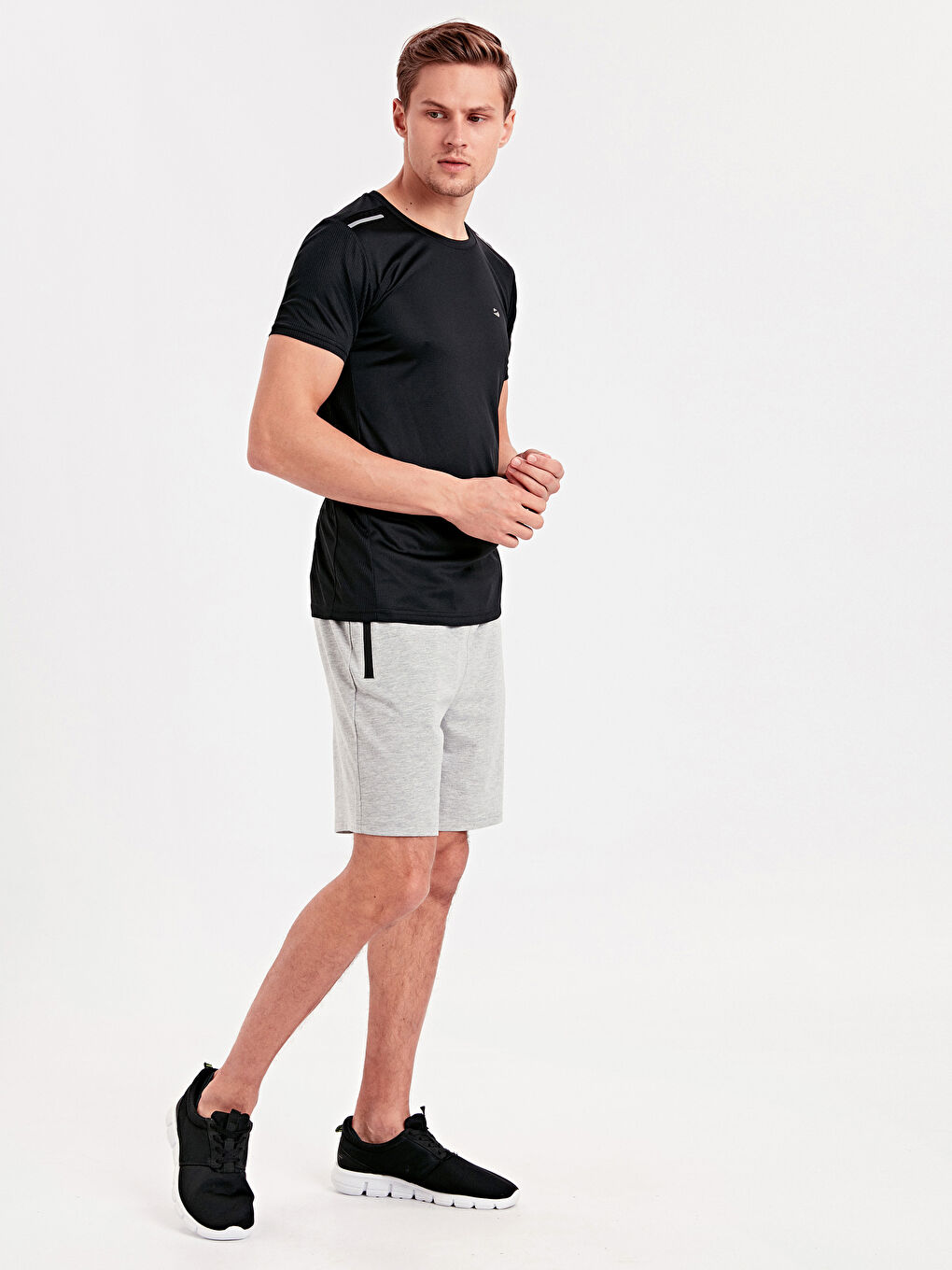 Açık Gri Melanj Spor Şort