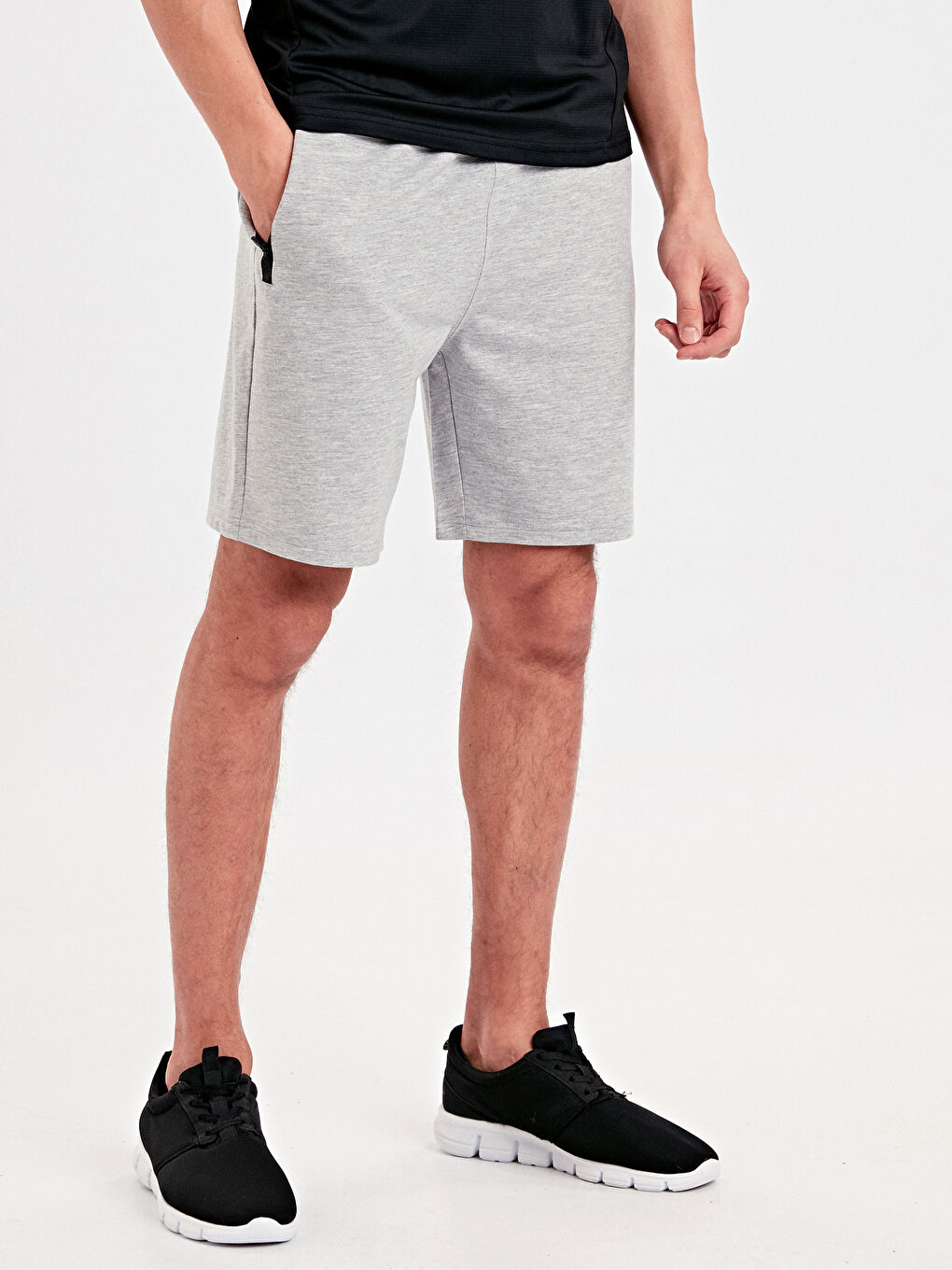 Açık Gri Melanj Spor Şort-1