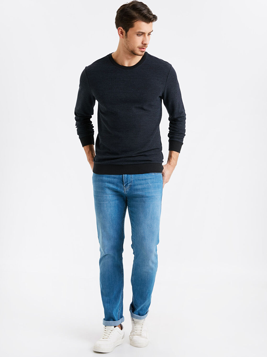 Koyu Lacivert Melanj Sweatshirt-2