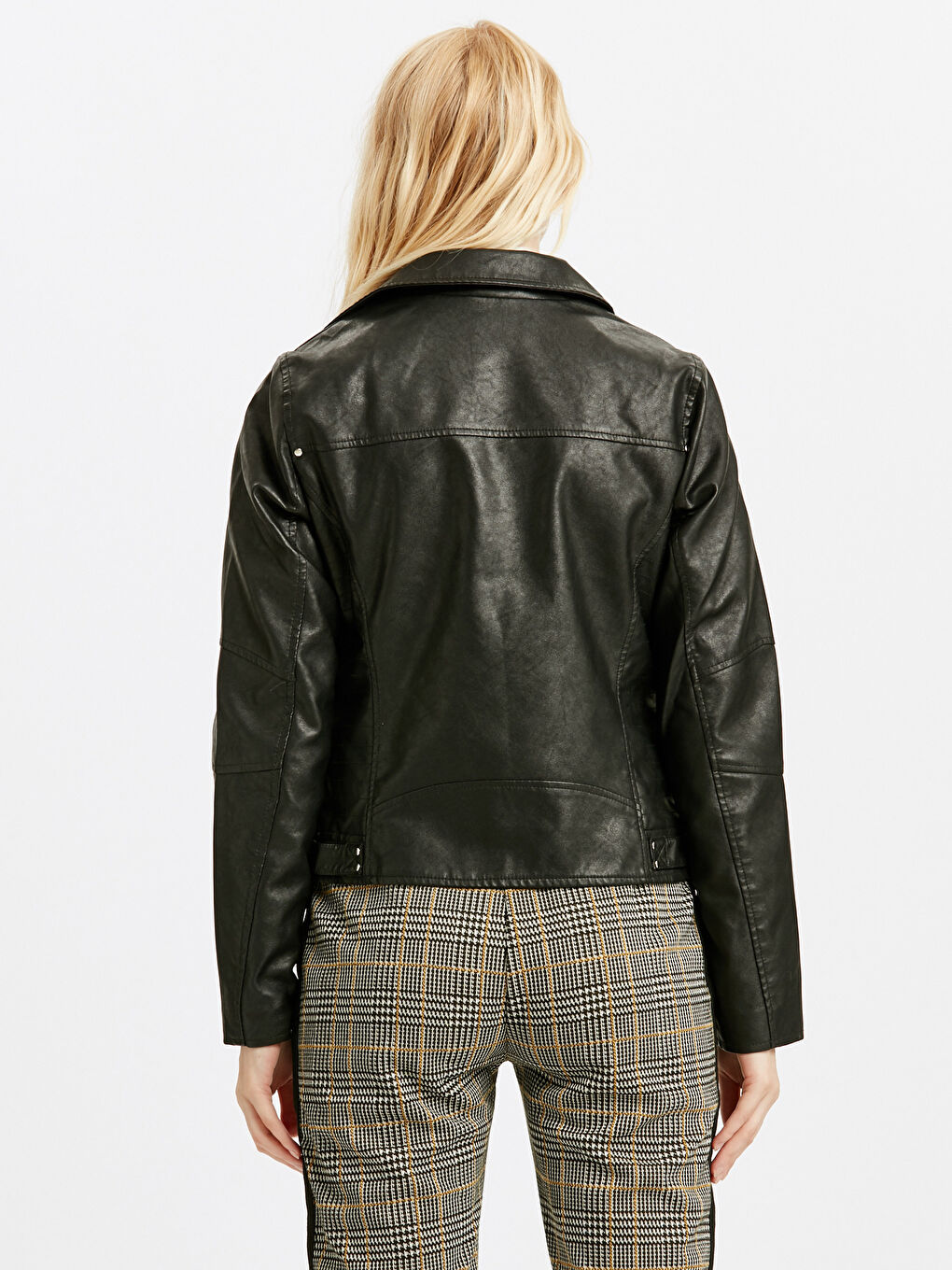 Yeni Siyah Deri Görünümlü Mont-2