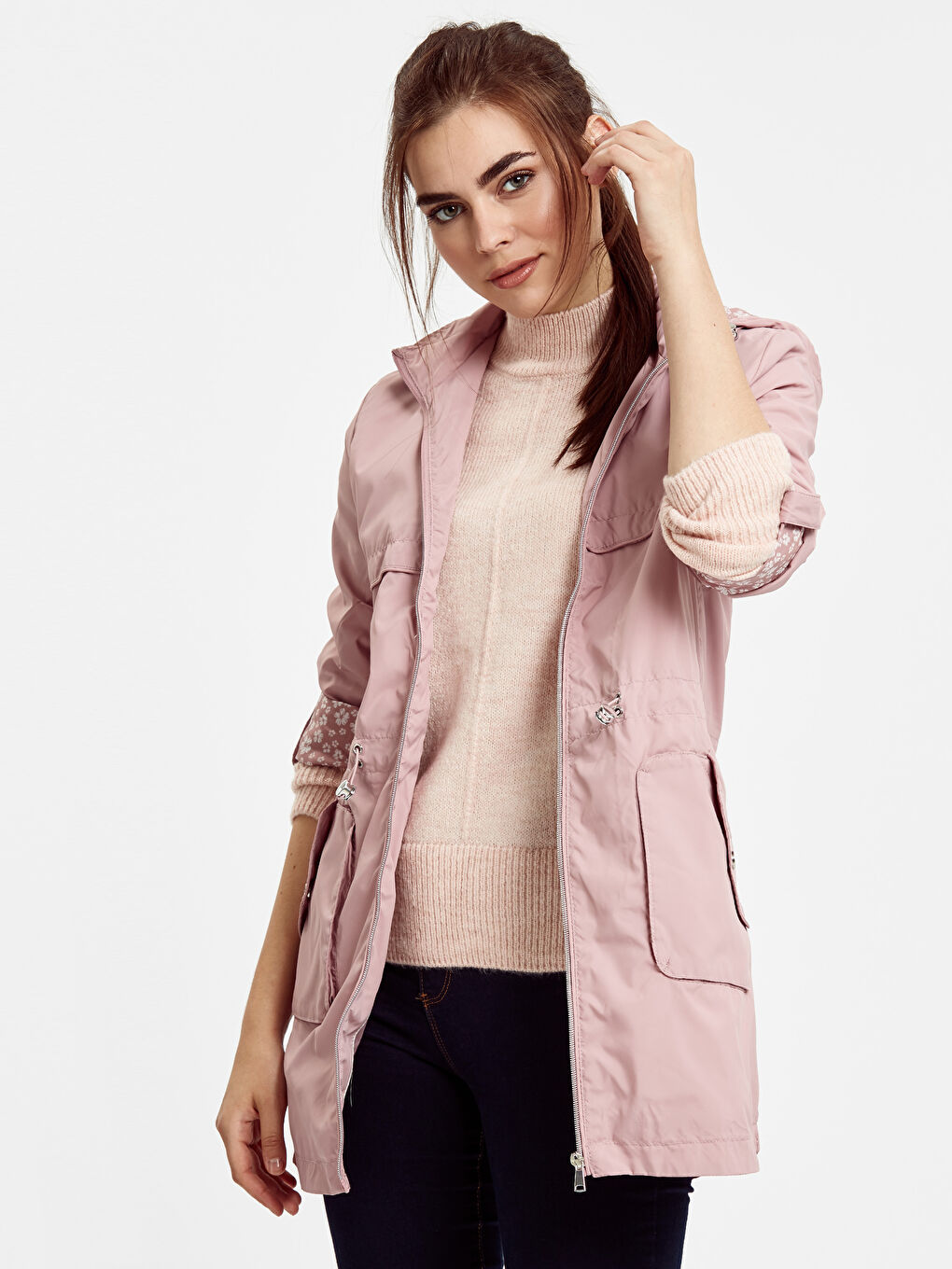 Regular Fit Belted Waist Women's Raincoat