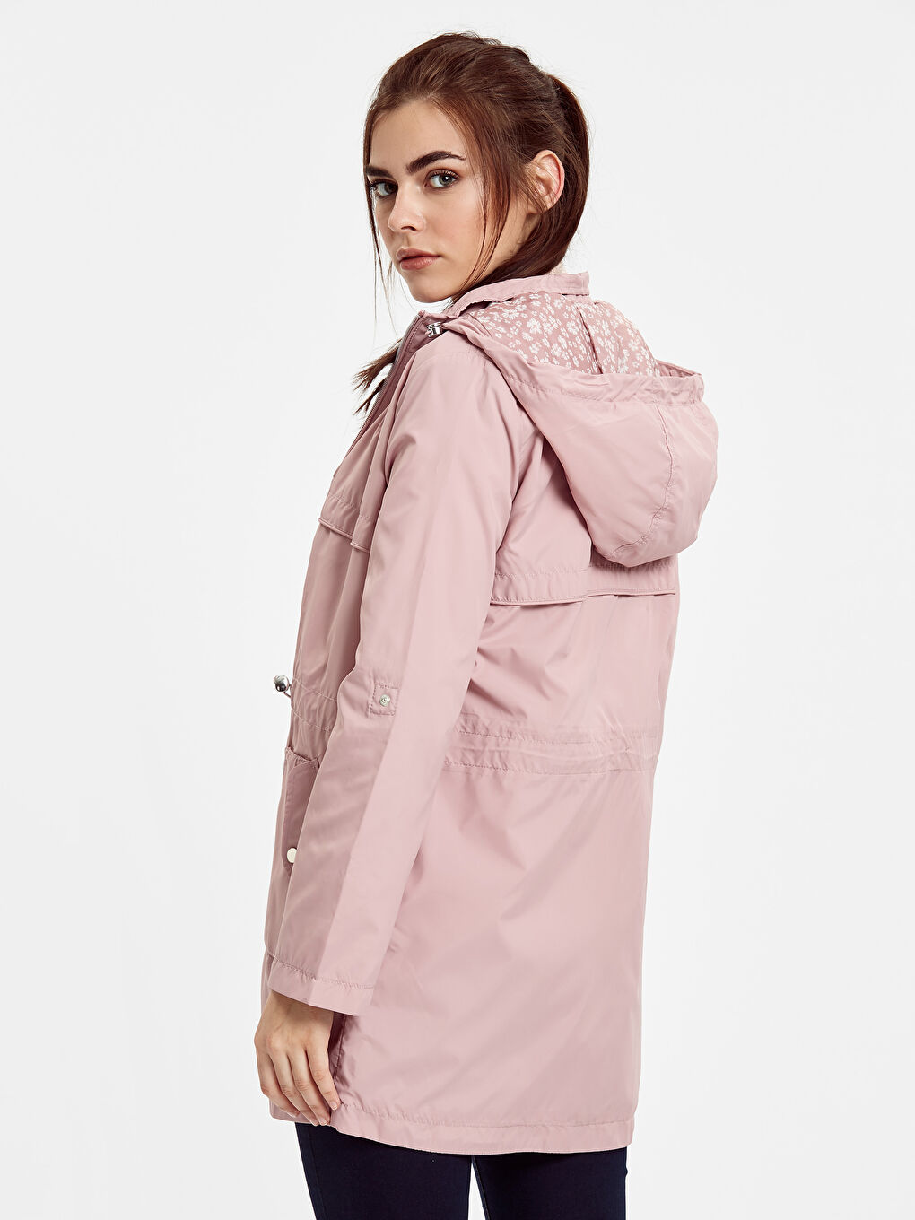 Regular Fit Belted Waist Women's Raincoat-2