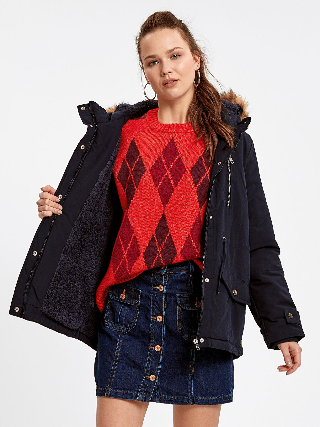 TAMNO PLAVA Kaput Žena-1