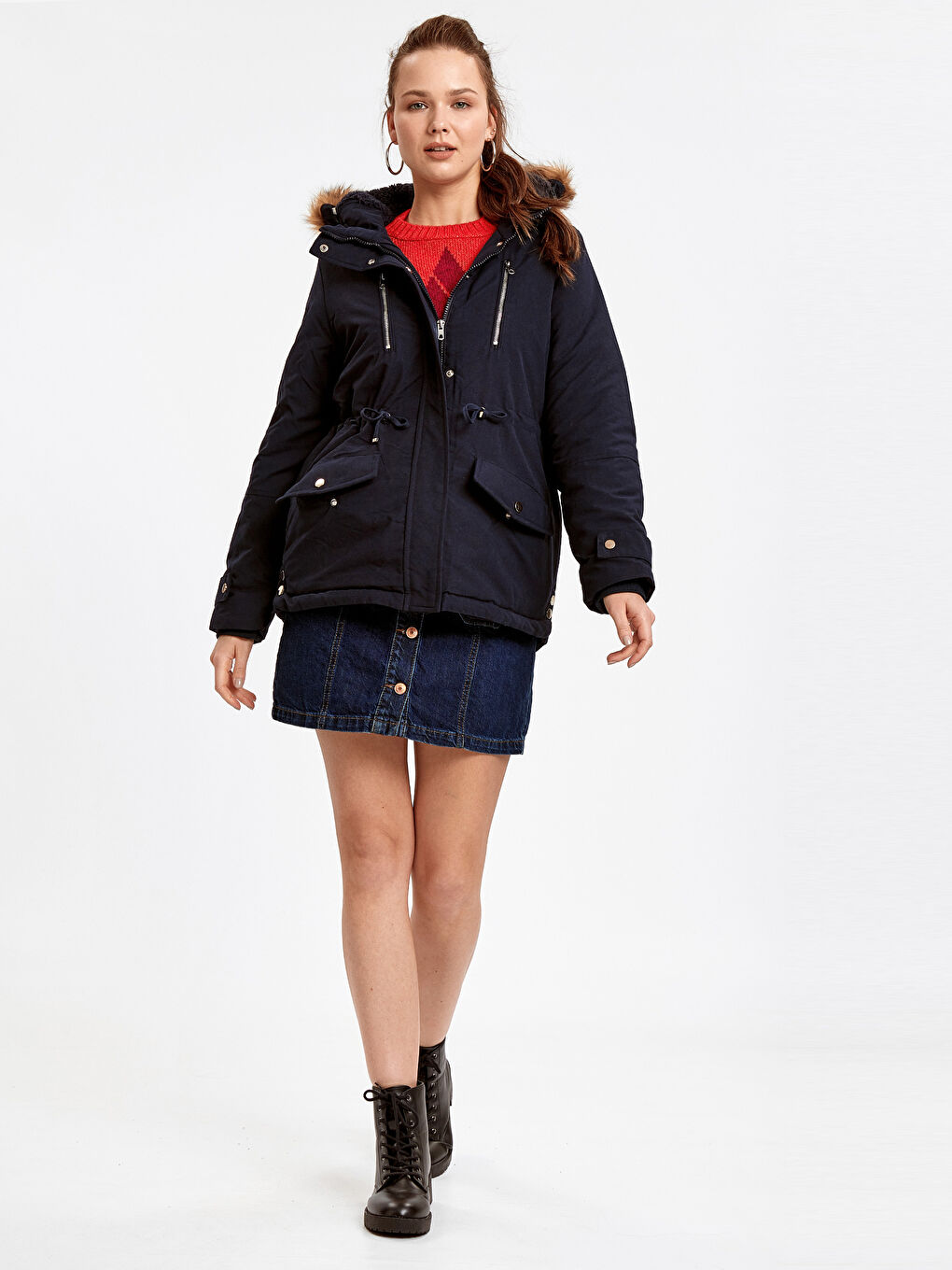 TAMNO PLAVA Kaput Žena-3