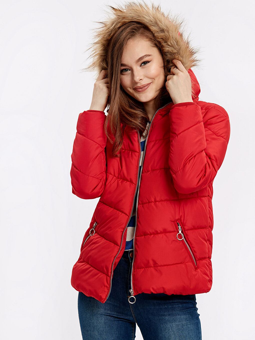 Woman RED Puffer Coat