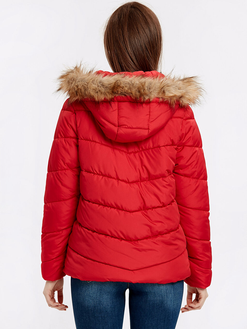 Woman RED Puffer Coat-2