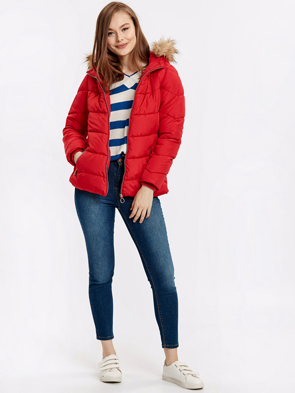 Woman RED Puffer Coat-3