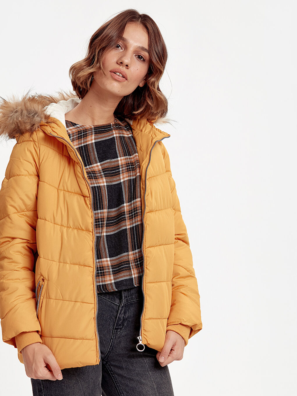 Manteau bouffant JAUNE Femme