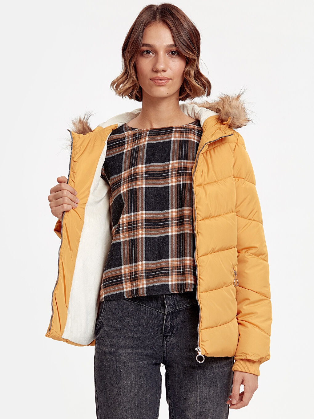 Manteau bouffant JAUNE Femme-1
