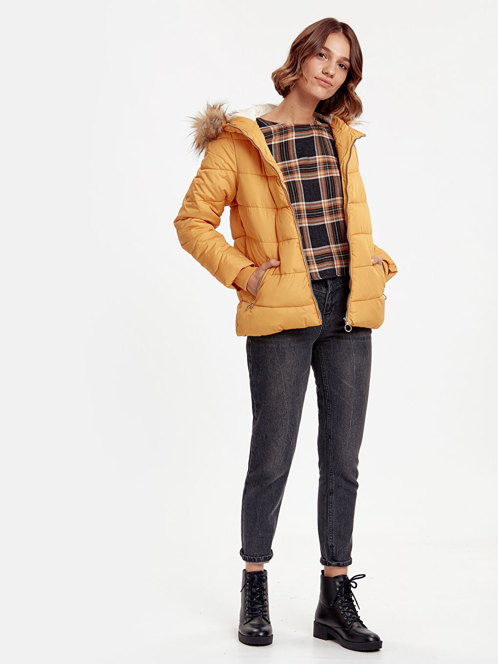 Manteau bouffant JAUNE Femme-3