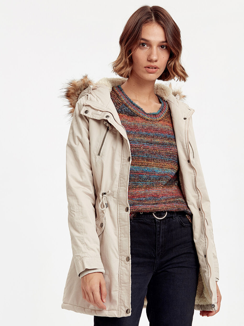 Woman BEIGE Parka Coat