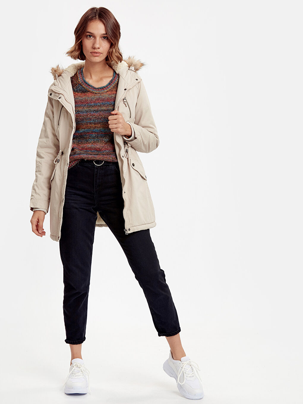 Woman BEIGE Parka Coat-3