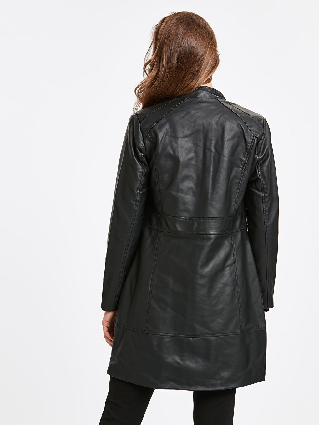 Siyah Deri Görünümlü Mont-1