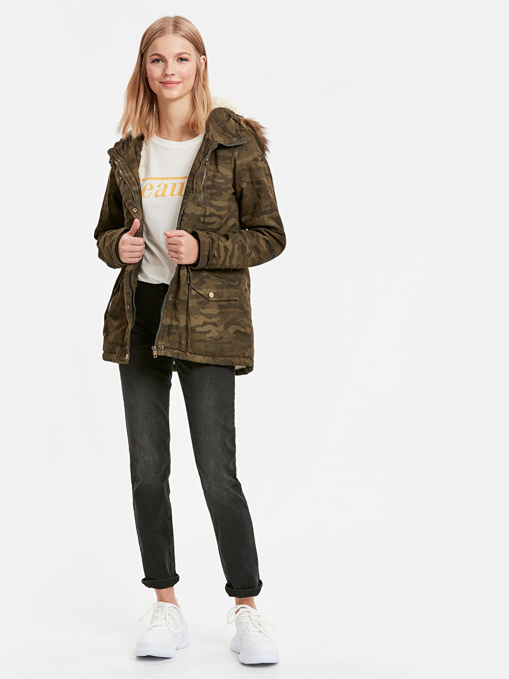 Woman KHAKI Parka Coat-3
