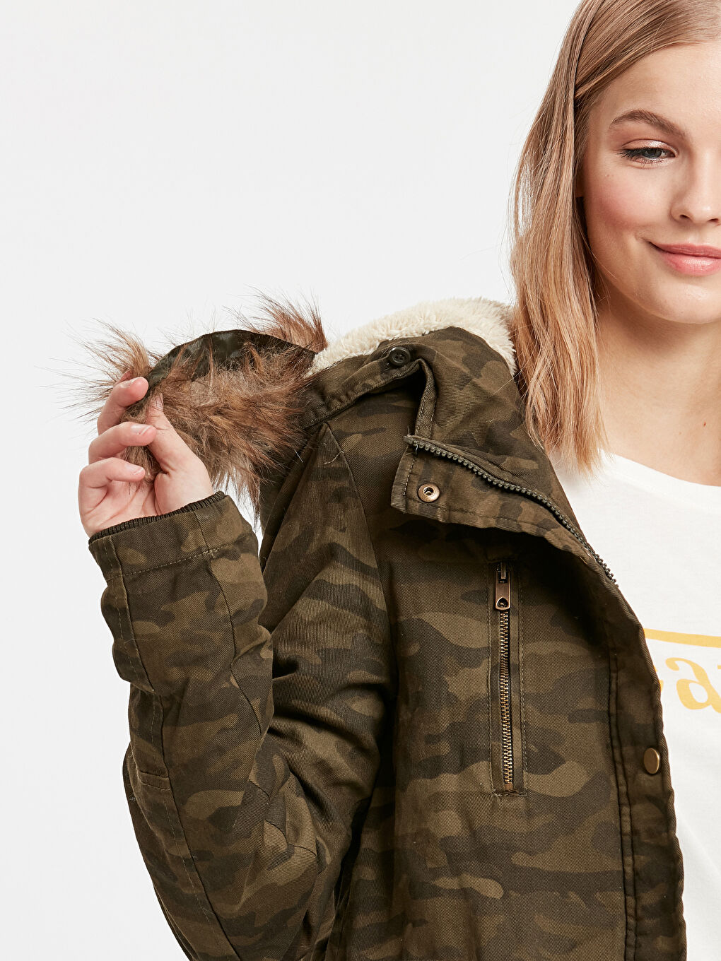 Woman KHAKI Parka Coat-4