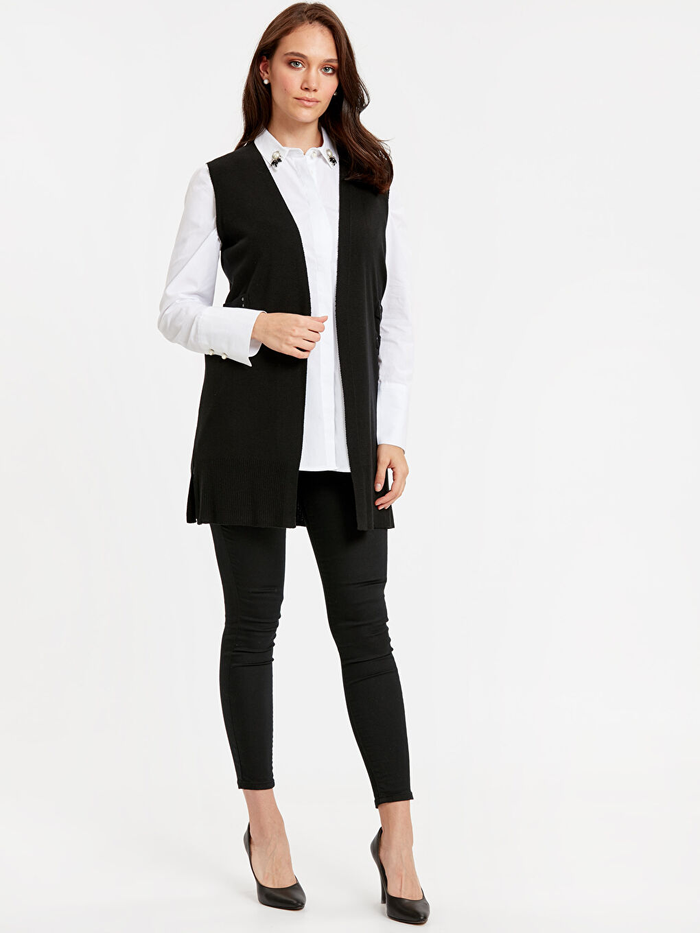 V-Neck Women's Knitted Vest-2