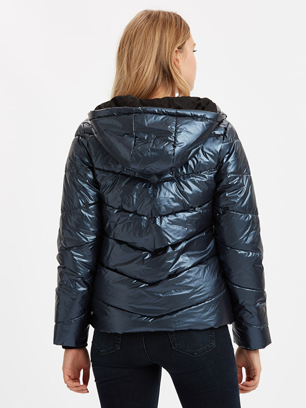 Lacivert Gece Laciverdi Şişme Mont-1