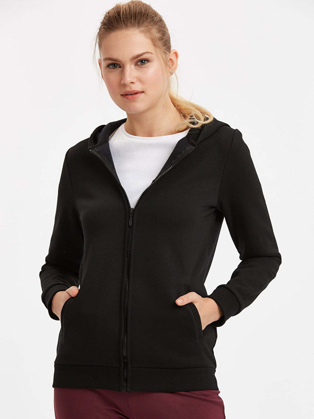 Sweat Zippé Noir Femme