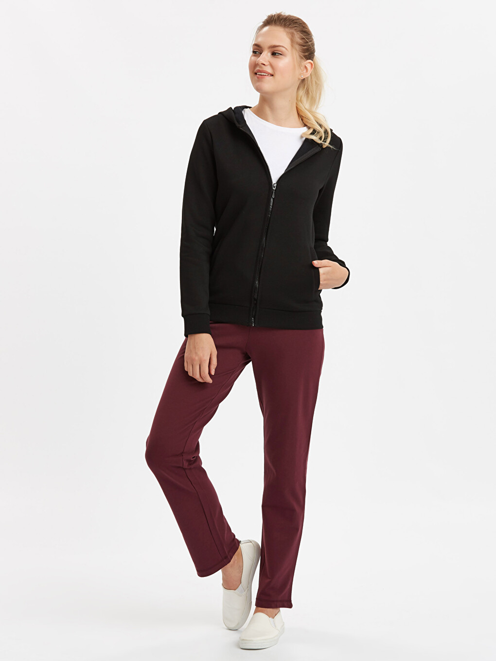 Sweat Zippé Noir Femme-2