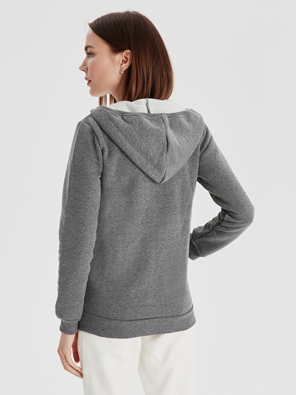 Sweat Zippé Gris Femme-2