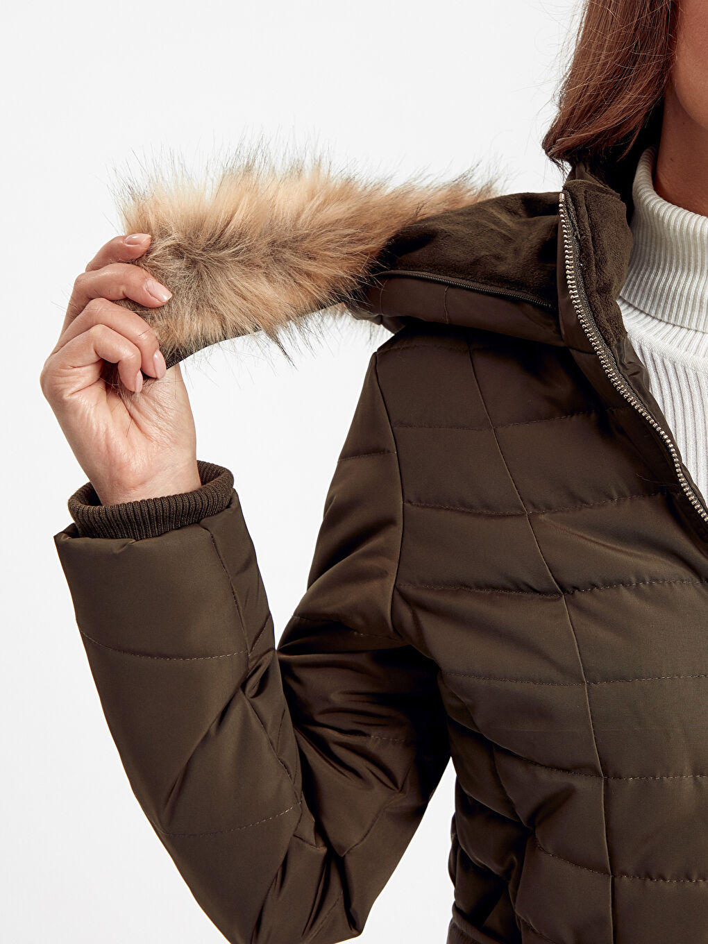 Woman KHAKI Puffer Coat-4