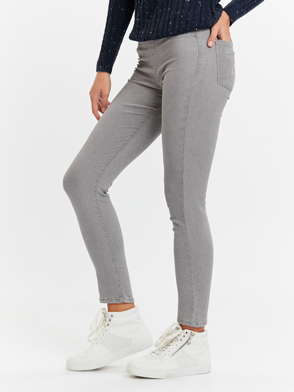 Gri Jüpiter Süper Skinny Fit Kadın Jean Pantolon-1