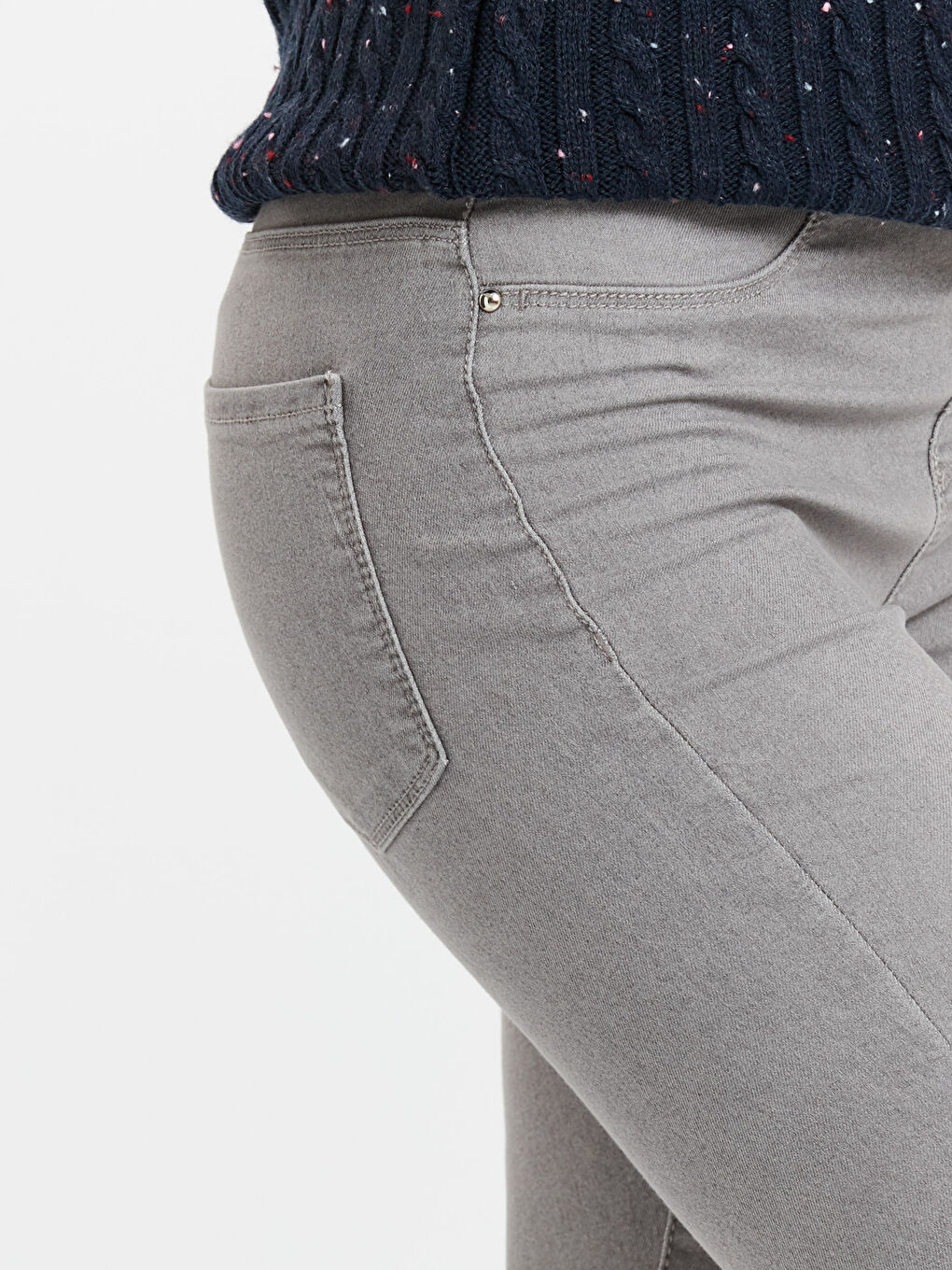 Gri Jüpiter Süper Skinny Fit Kadın Jean Pantolon-3